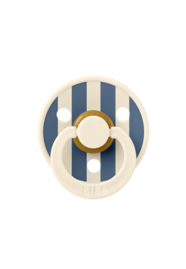 BIBS Suzeta Colour Studio Collection Stripe Latex tetina rotunda 6 luni + IvorySteel Blue - BKid.ro