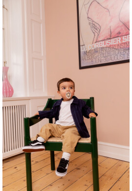 BIBS Suzeta Colour Studio Collection Stripe Latex tetina rotunda 6 luni + IvoryVanilla - BKid.ro