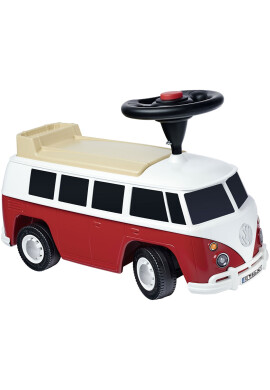 BIG Masinuta copii fara pedale Baby VW T1 red cu roti silentioaselicenta Volkswagenpotrivita copiilor cu varsta intre 15 si 5 anisezut lat si detasabil spatiu de depozitare jucarii volan cu claxon - BKid.ro
