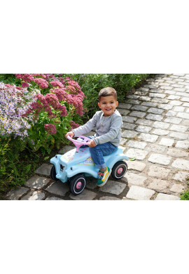 BIG Masinuta pentru copii fara pedale Bobby Car Classic Unicorn cu roti robustesezut ergonomic volan cu claxonsistem de cuplaj a unei remorci in fata si in spate de la 1 an pana la greutate maxima admisa 50 kg - BKid.ro