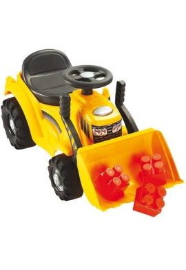 Ecoiffier Buldozer ride-on cu incarcator frontal si 6 cuburi de construit - BKid.ro