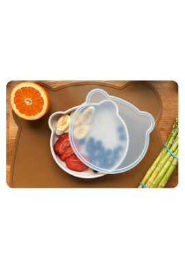 Kidnort Farfurie cu capac pentru copii cu baza antiderapanta 400 ml Retter Mjolk Bej - BKid.ro