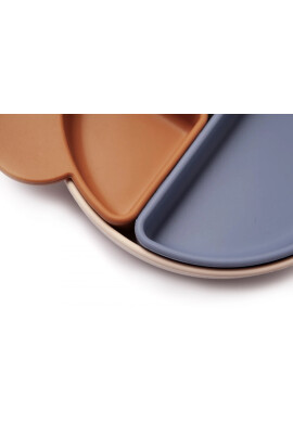 Kidnort Farfurie din silicon cu 3 compartimente detasabile Retter Mjolk Bej - BKid.ro