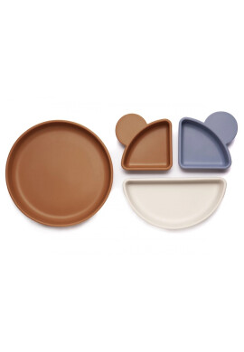 Kidnort Farfurie din silicon cu 3 compartimente detasabile Retter Brun - BKid.ro