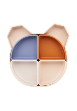 Kidnort Farfurie din silicon cu 4 compartimente detasabile Retter Mjolk Bej - BKid.ro