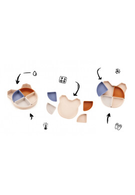 Kidnort Farfurie din silicon cu 4 compartimente detasabile Retter Mjolk Bej - BKid.ro