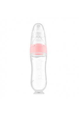 Kidnort Lingurita pentru copii din silicon cu rezervor gradat 90 ml si ventuza de prindere Retter Sommar Hjarta Pink - BKid.ro