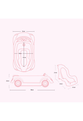 Little Mom Cadita cu reductor detasabil Car Pink - BKid.ro