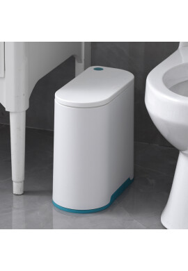 Little Mom Cos pampers compact cu suport saci menajeri Trash Can WhiteBlue - BKid.ro