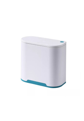 Little Mom Cos pampers compact cu suport saci menajeri Trash Can WhiteBlue - BKid.ro