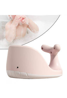 Little Mom Scaun de baie pentru bebelusi Pink Whale antiderapant cu 150 orificii de aerisire baza stabila cu 4 ventuze si maner de sustinere integrat dimensiune 38 cm x 30 cm x 21 cm - BKid.ro