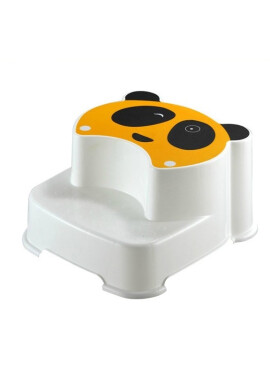 Little Mom Treapta inaltatoare dubla pentru copii cu doua nivele de inaltare cu textura antiderapanta dimensiune 36 x 32.4 cm Panda Yellow - BKid.ro