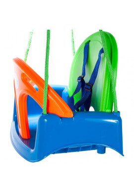 MalPlay Leagan 3 in 1 pentru copii cu Spatar si Bara de protectie detasabile prevazut cu centura si Corzi de 100cm lungime 32 x 18 x 39.5 cm Multicolor - BKid.ro