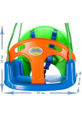 MalPlay Leagan 3 in 1 pentru copii cu Spatar si Bara de protectie detasabile prevazut cu centura si Corzi de 100cm lungime 32 x 18 x 39.5 cm Multicolor - BKid.ro