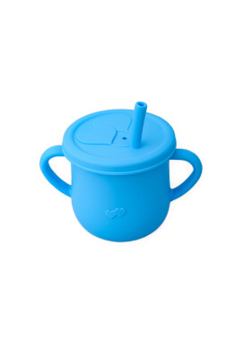 Oaki Cana din silicon cu manere si pai pentru copii 200 ml albastru - BKid.ro