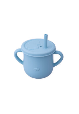 Oaki Cana din silicon cu manere si pai pentru copii 200 ml bleu - BKid.ro