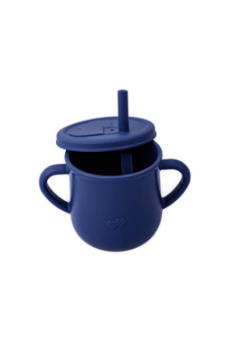 Oaki Cana din silicon cu manere si pai pentru copii 200 ml bleumarin - BKid.ro