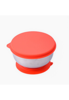 Oaki Castron din inox cu capac si ventuza Rosu - BKid.ro