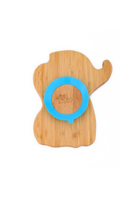 Oaki Farfurie elefant din bambus organic cu baza tip ventuza albastru - BKid.ro