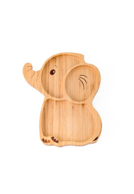 Oaki Farfurie elefant din bambus organic cu baza tip ventuza galben - BKid.ro
