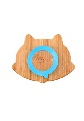 Oaki Farfurie vulpita din bambus organic cu baza tip ventuza Albastru - BKid.ro