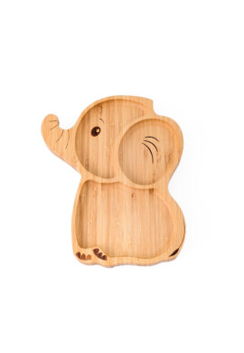 Oaki Set castron si farfurie cu lingurita pentru diversificare din bambus Elefant Portocaliu - BKid.ro