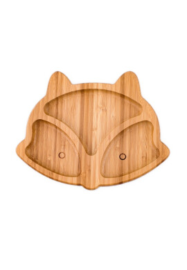 Oaki Set castron si farfurie vulpita din bambus pentru copii galben - BKid.ro