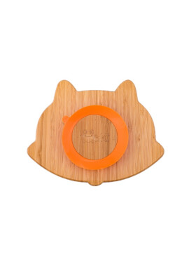 Oaki Set castron si farfurie vulpita din bambus pentru copii portocaliu - BKid.ro