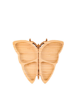 Oaki Set diversificare castron si farfurie fluturas din bambus cu lingurita roz - BKid.ro