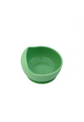 Oaki Set diversificare pentru copii castron cu ventuza si lingurita din silicon verde pal - BKid.ro