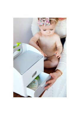 Ubbi Organizator scutece alb si gri - BKid.ro