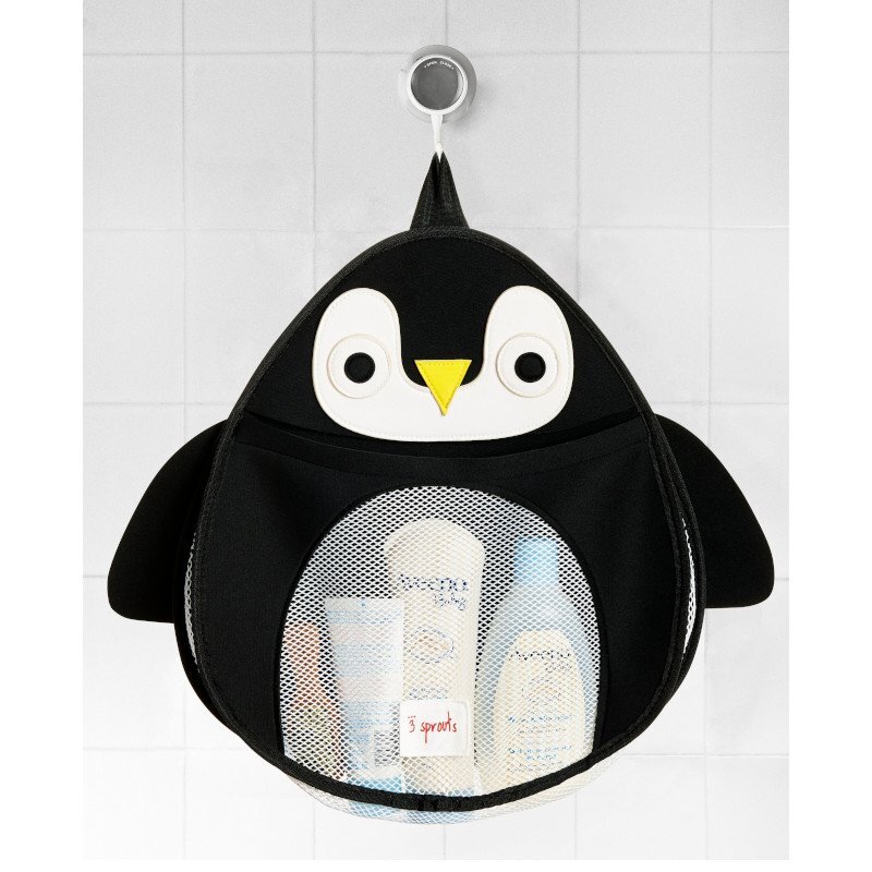 3 Sprouts Organizator de baie pentru cosmetice si jucarii Pinguin