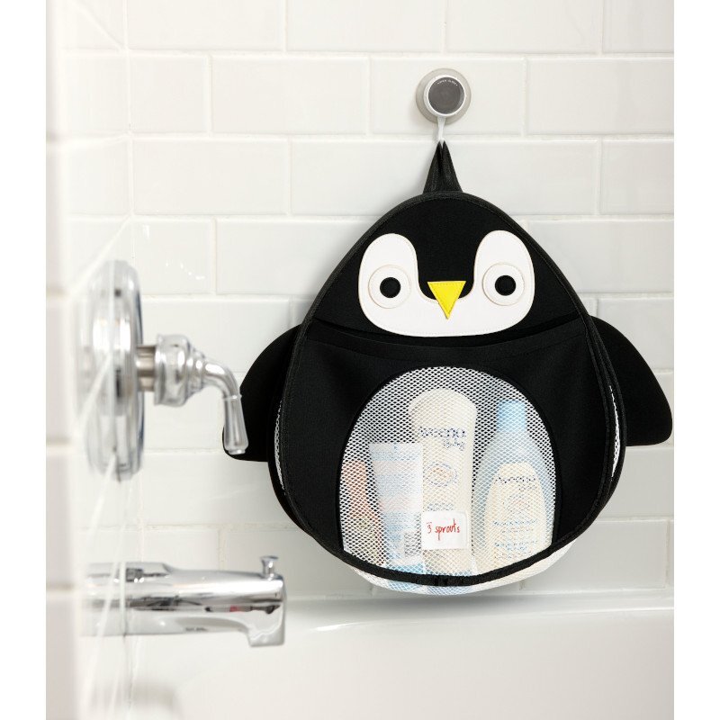 3 Sprouts Organizator de baie pentru cosmetice si jucarii Pinguin