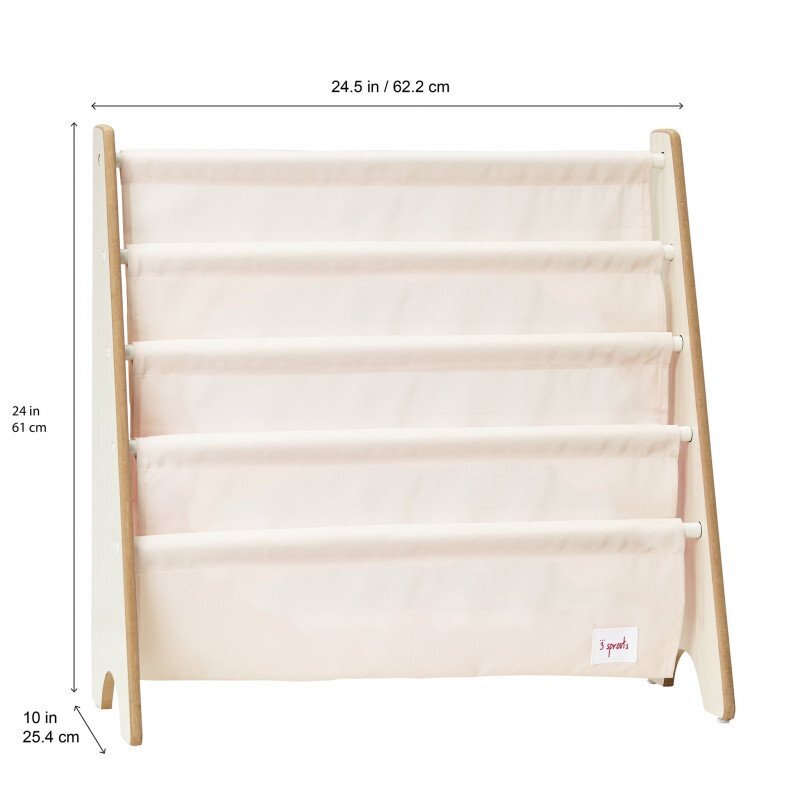 3 Sprouts Raft organizator de carti pentru copii material reciclat cream