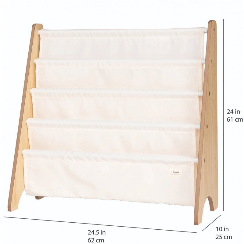 3 Sprouts Raft organizator de carti pentru copii material reciclat cream
