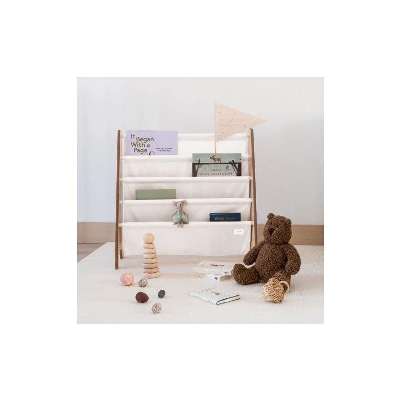 3 Sprouts Raft organizator de carti pentru copii material reciclat cream