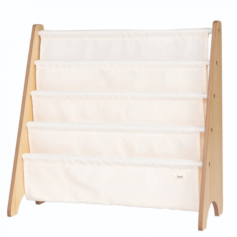 3 Sprouts Raft organizator de carti pentru copii material reciclat cream