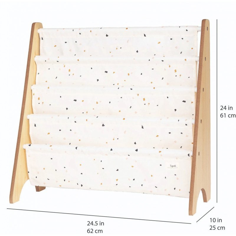 3 Sprouts Raft organizator de carti pentru copii material reciclat Terrazzo cream