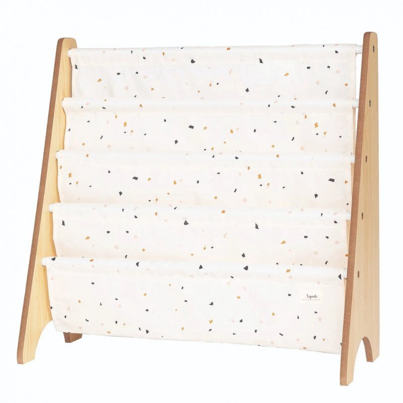 3 Sprouts Raft organizator de carti pentru copii material reciclat Terrazzo cream