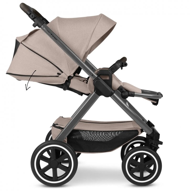ABC DESIGN Carucir 3 in 1 pentru copii Samba 2 Camel cu scaun auto testat ADAC suspensie maner telescopic frana de mana greutate admisa 22 kg