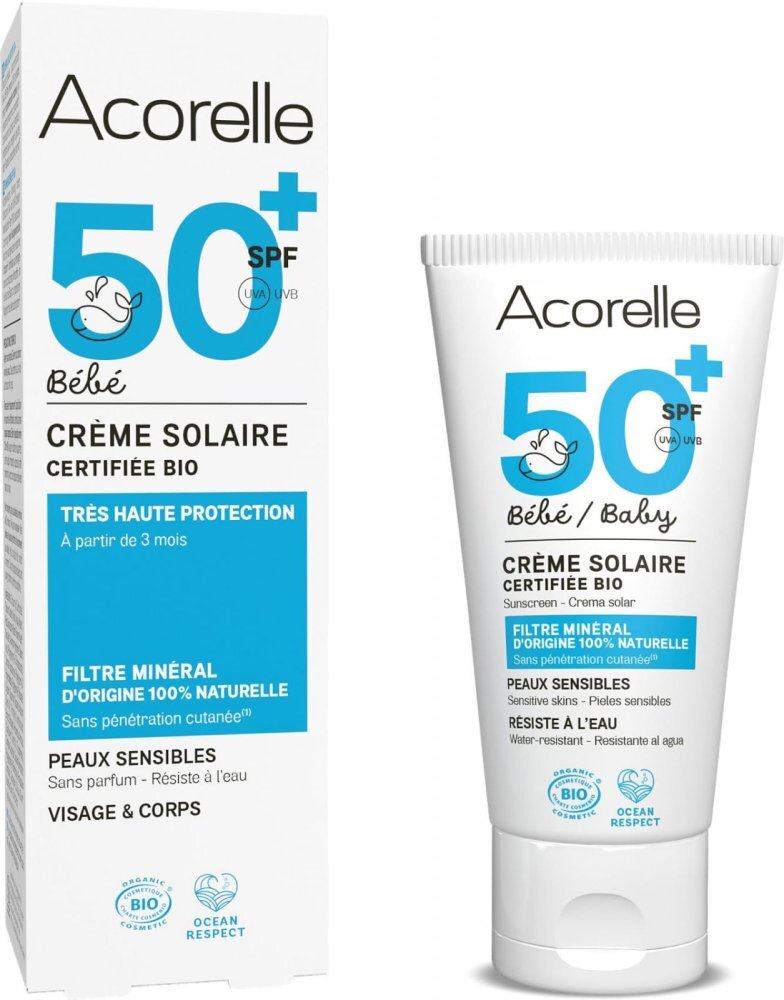 Acorelle Crema Bio protectie solara pentru bebelusi SPF50 fara parfum 50 ml
