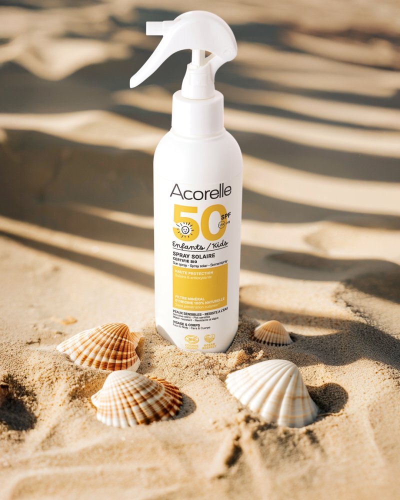 Acorelle Spray Bio protectie solara fata si corp pentru copii SPF50 cu ulei de karanja si propolis 150 ml
