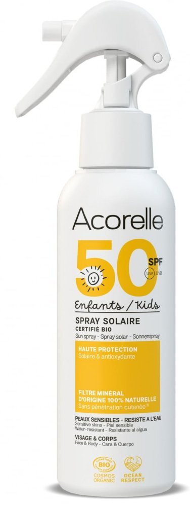 Acorelle Spray Bio protectie solara fata si corp pentru copii SPF50 cu ulei de karanja si propolis 150 ml
