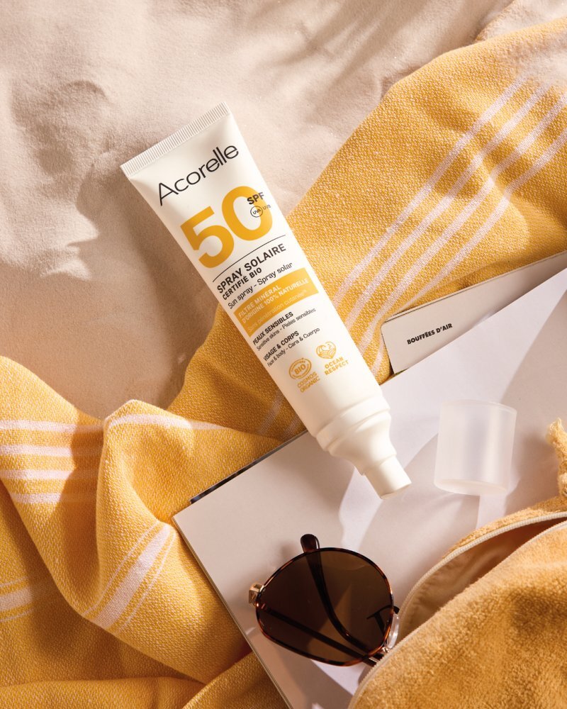 Acorelle Spray Bio protectie solara pentru fata si corp SPF50 cu ulei de karanja si propolis 100 ml