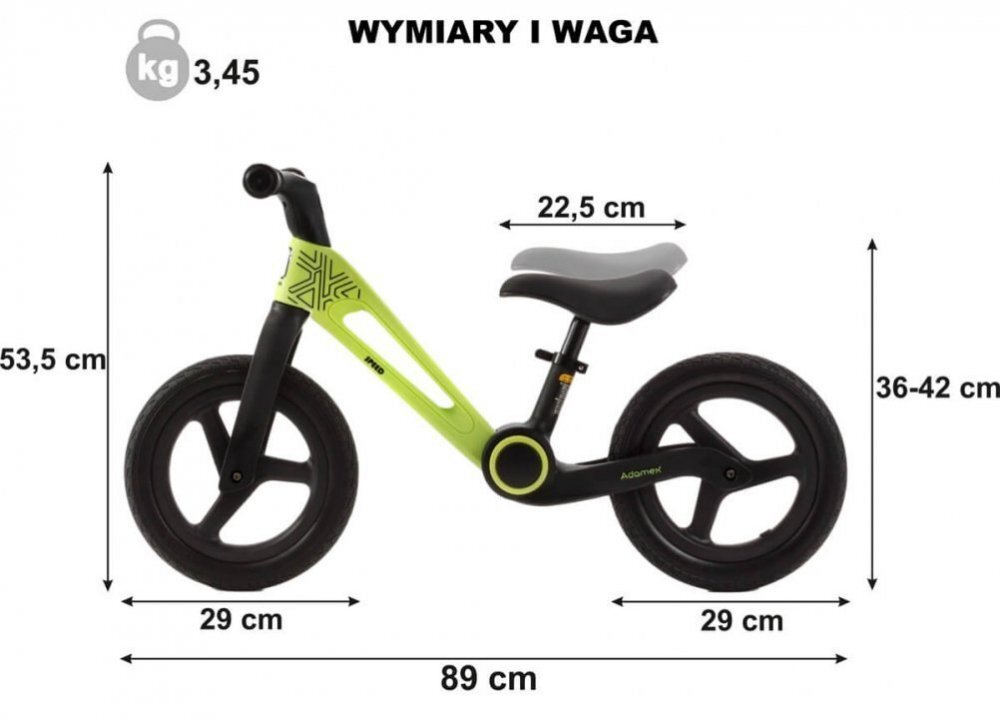 Adamex Bicicleta de echilibru pentru copii Speed M8 pliabila fara pedale cu Saua reglabila si manere confortabile 2-5 ani pana la 35 kg Grey Fox