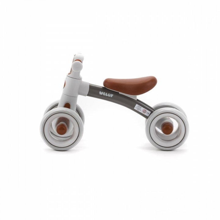 Adamex Bicicleta de echilibru pentru copii Welly cu 4 roti 3 moduri de iluminare LED in ghidon testata EN71 Caramel Grey