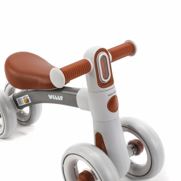 Adamex Bicicleta de echilibru pentru copii Welly cu 4 roti 3 moduri de iluminare LED in ghidon testata EN71 Caramel Grey