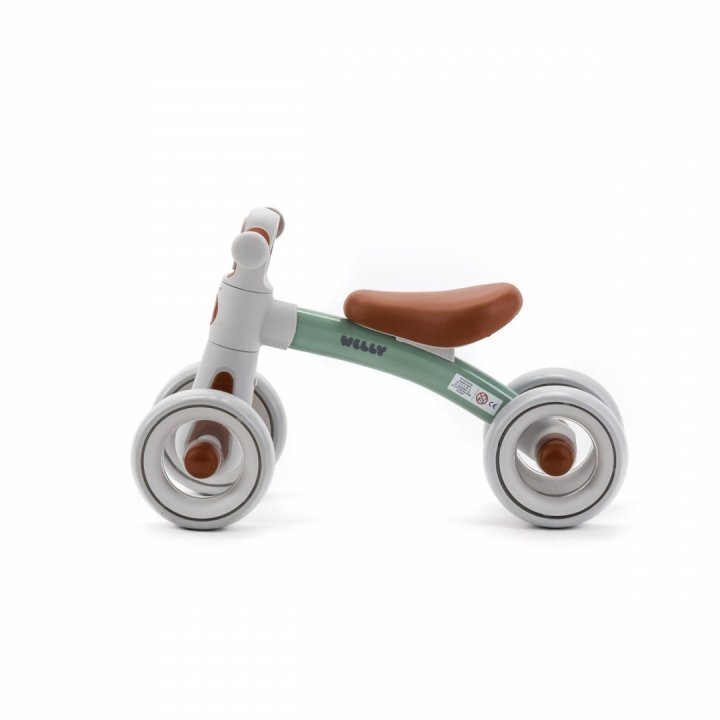 Adamex Bicicleta de echilibru pentru copii Welly cu 4 roti 3 moduri de iluminare LED in ghidon testata EN71 Caramel Mint