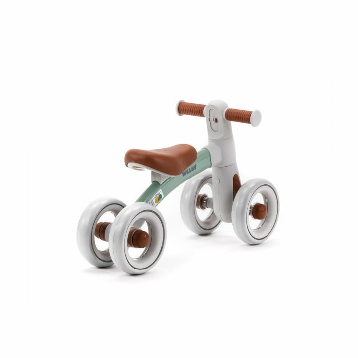 Adamex Bicicleta de echilibru pentru copii Welly cu 4 roti 3 moduri de iluminare LED in ghidon testata EN71 Caramel Mint