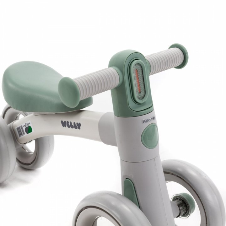 Adamex Bicicleta de echilibru pentru copii Welly cu 4 roti 3 moduri de iluminare LED in ghidon testata EN71 Grey Mint